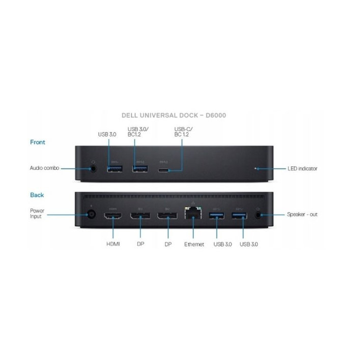 Docking Station USB-C con adattatore da 130W per Dell D6000, Ricondizionata