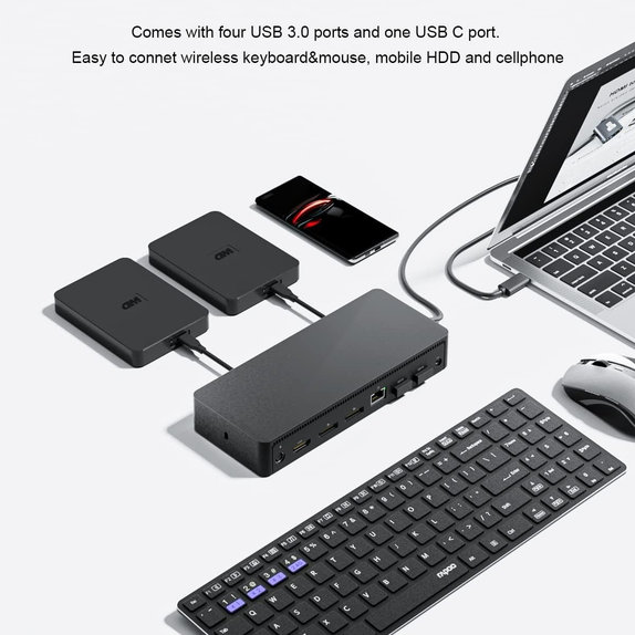 Docking Station USB-C con adattatore da 130W per Dell D6000, Ricondizionata