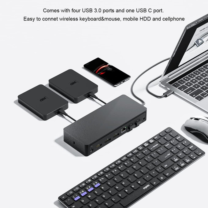 Docking Station USB-C con adattatore da 130W per Dell D6000, Ricondizionata