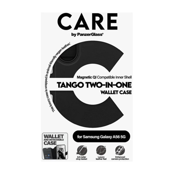 Custodia Wallet Tango Two-In-One per Samsung A56 5G, Black, PanzerGlass