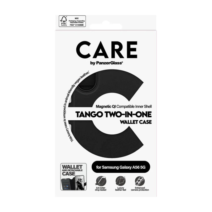 Custodia Wallet Tango Two-In-One per Samsung A56 5G, Black, PanzerGlass