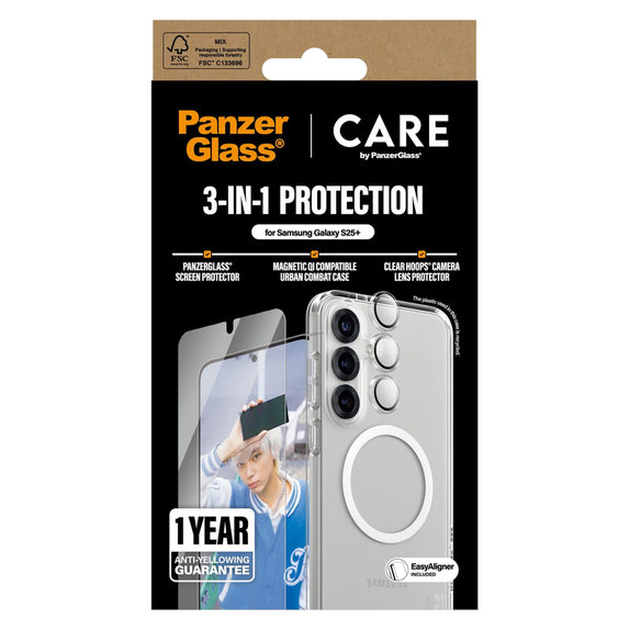 Bundle 3-in-1 per Samsung Galaxy S25+, PanzerGlass