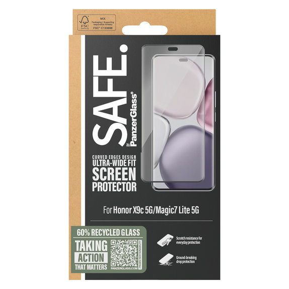 Vetro temperato UWF per Honor X9c 5G/Magic7 Lite 5G, Nero, SAFE by PanzerGlass