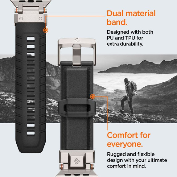 Strap Durapro Armor PU per Apple Watch (42, 44, 45, 49mm), Black, Spigen