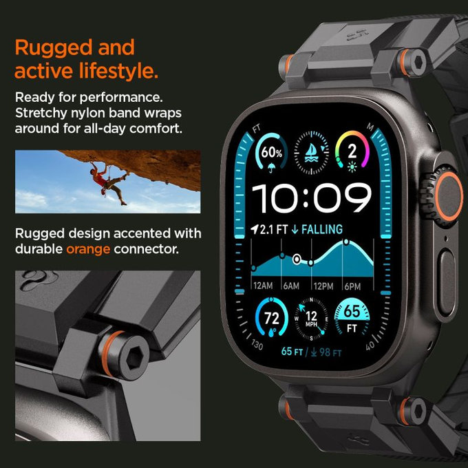 Strap Durapro Armor per Apple Watch (42, 44, 45, 49mm), Black Edition, Spigen