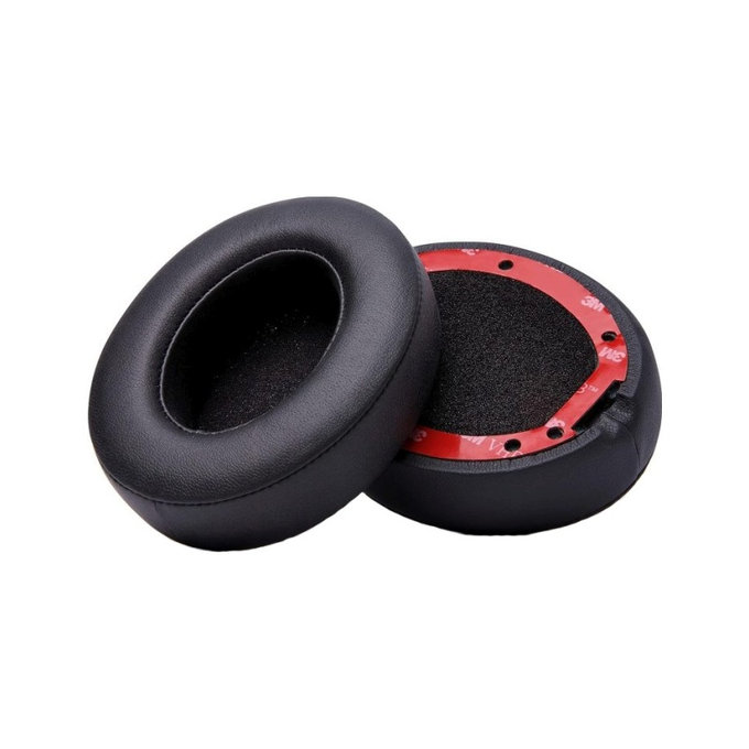 Cuscinetti auricolari di ricambio per Beats Studio 2, 3, Memory foam and PU leather, Black, 1 paio