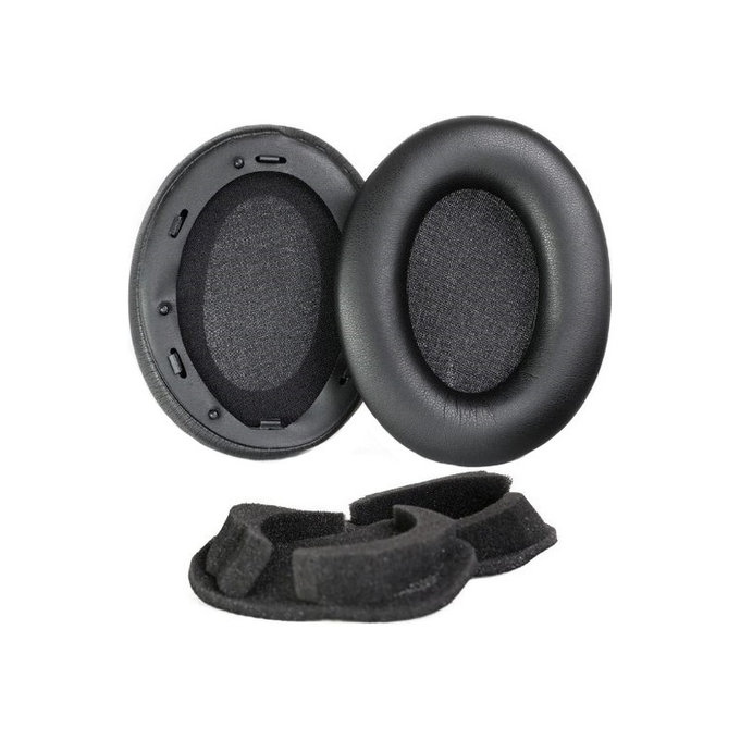 Cuscinetti auricolari di ricambio per Sony WH-1000XM3, Memory foam and PU leather, Black, 1 paio