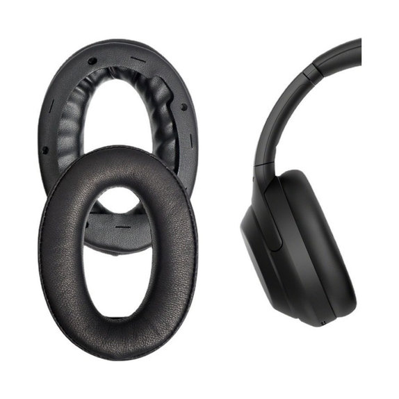 Cuscinetti auricolari di ricambio per Sony WH-1000XM4, Memory foam and PU leather, Black, 1 paio