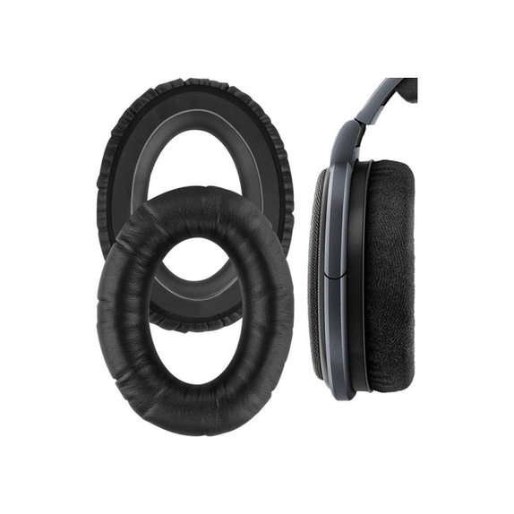 Cuscinetti auricolari di ricambio per Sennheiser HD650, Memory foam and PU leather, Black, 1 paio