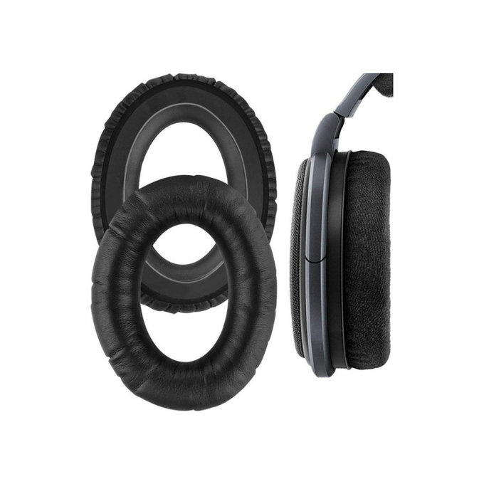 Cuscinetti auricolari di ricambio per Sennheiser HD650, Memory foam and PU leather, Black, 1 paio