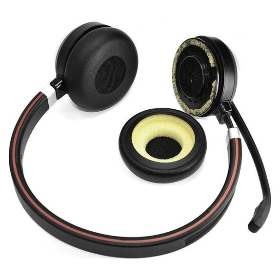 Cuscinetti auricolari di ricambio per Jabra Evolve 20, 30, 40, PU Leather, Black, 1 paio