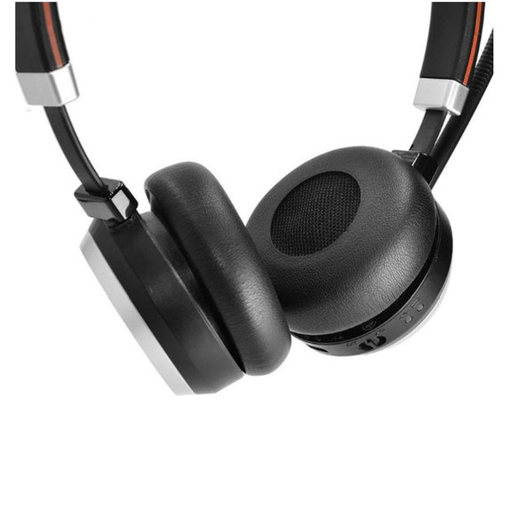 Cuscinetti auricolari di ricambio per Jabra Evolve 20, 30, 40, PU Leather, Black, 1 paio