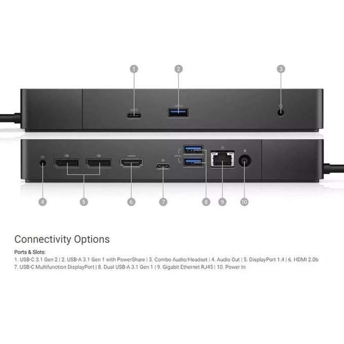 Docking Station USB-C con adattatore da 130W per Dell WD19 K20A001, Ricondizionata