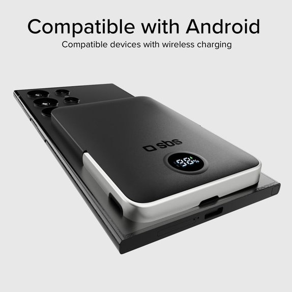 PowerBank 5000mAh, 20W, Power Delivery con supporto magnetico, Black, SBS