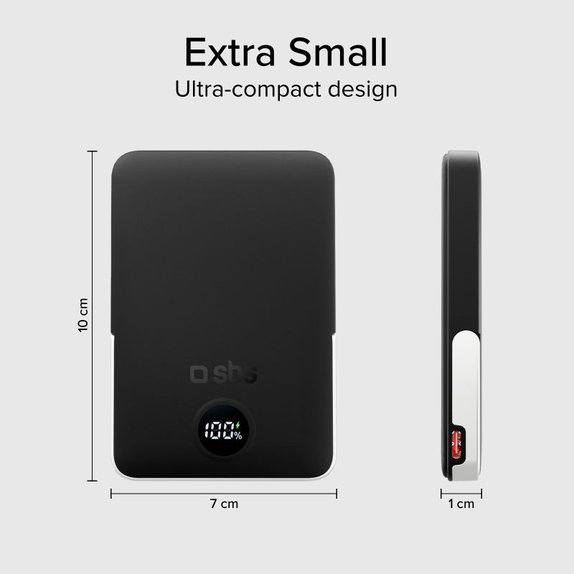 PowerBank 5000mAh, 20W, Power Delivery con supporto magnetico, Black, SBS