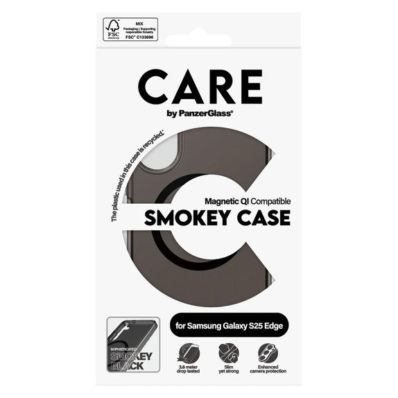 Custodia Smokey con QI nero per Samsung Galaxy S25 Edge, Nero, PanzerGlass