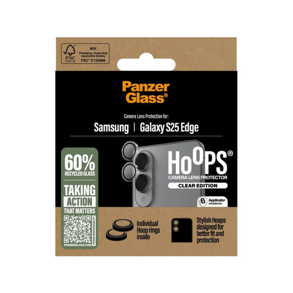 Protezione lente fotocamera Hoops per Samsung S25 Edge, Trasparente, PanzerGlass