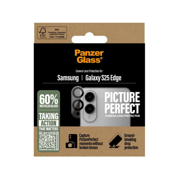 Protezione lente fotocamera PicturePerfect per Samsung S25 Edge, Nero, PanzerGlass