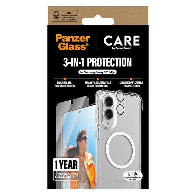 Bundle 3-in-1 per Samsung Galaxy S25 Edge, PanzerGlass