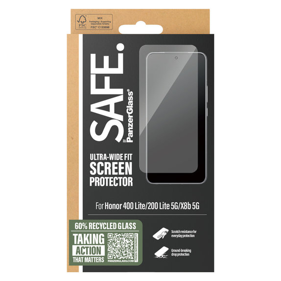 Vetro temperato UWF per Honor 400 Lite, Nero, SAFE by PanzerGlass