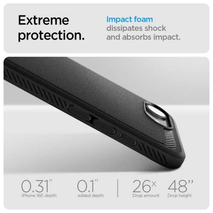 Custodia Rugged Armor con MagSafe per iPhone 16e, Matte Black, Spigen