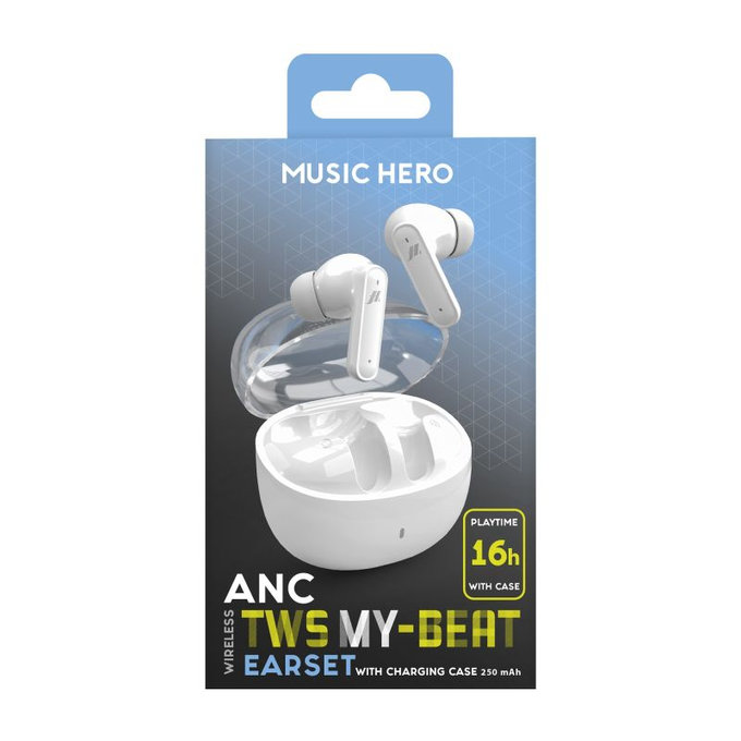 Auricolari wireless TWS MY-BEAT, White, Music Hero