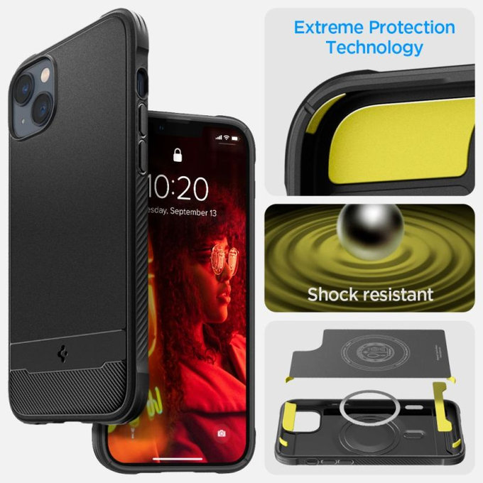 Custodia Rugged Armor con MagSafe per iPhone 14, Matte Black, Spigen