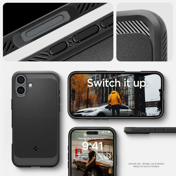 Custodia Rugged Armor con MagSafe per iPhone 16, Matte Black, Spigen