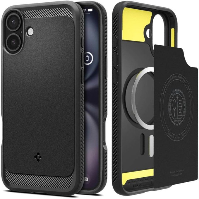 Custodia Rugged Armor con MagSafe per iPhone 16, Matte Black, Spigen