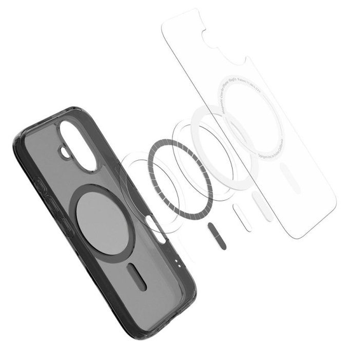 Custodia Ultra Hybrid "T" con MagSafe per iPhone 16, Frost Black, Spigen