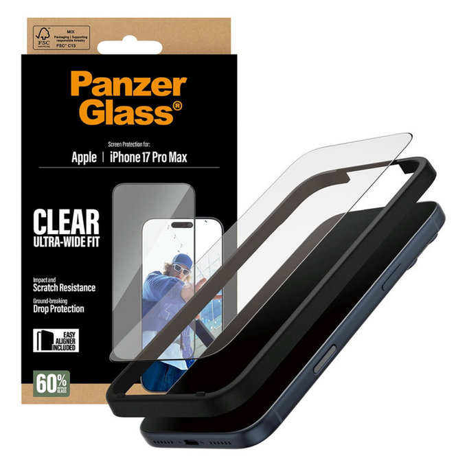 Vetro temperato UWF con applicatore per iPhone 17 Pro Max, Black, PanzerGlass