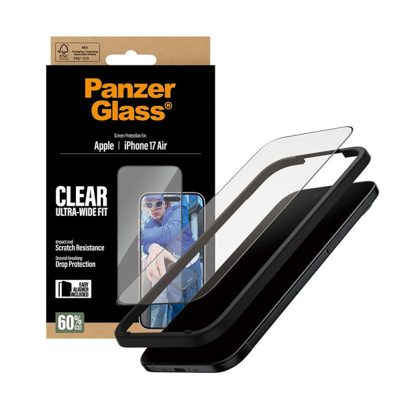 Vetro temperato UWF con applicatore per iPhone Air, Black, PanzerGlass