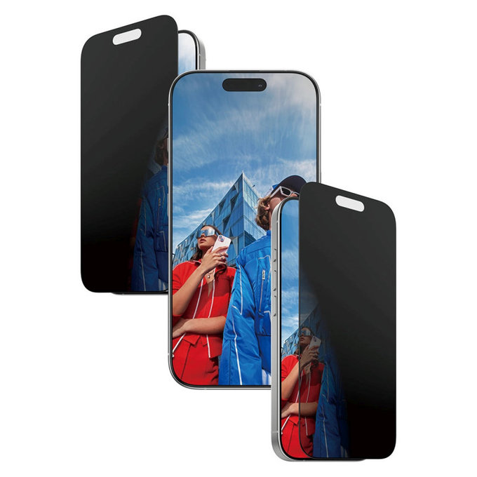 Vetro temperato privacy UWF 2-Way con applicatore per iPhone 17/16 Pro, Black, PanzerGlass
