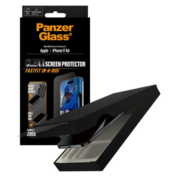 Vetro temperato UWF con Fastfit per iPhone Air, Nero, PanzerGlass
