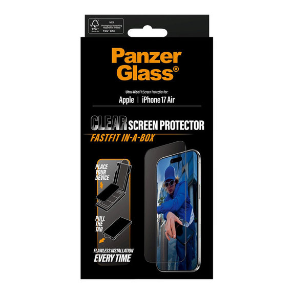Vetro temperato UWF con Fastfit per iPhone Air, Nero, PanzerGlass