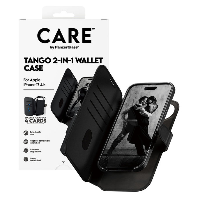 Custodia Wallet Tango Two-In-One con MagSAFE by PanzerGlass per iPhone Air, Nero, PanzerGlass
