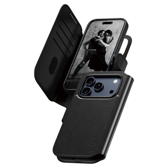 Cover Wallet Tango Two-In-One con MagSafe per iPhone 17 Pro, Nero, CARE