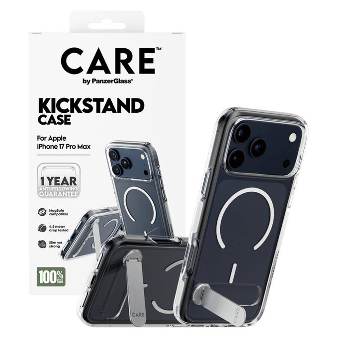 Custodia Kickstand per iPhone 17 Pro Max, trasparente, PanzerGlass