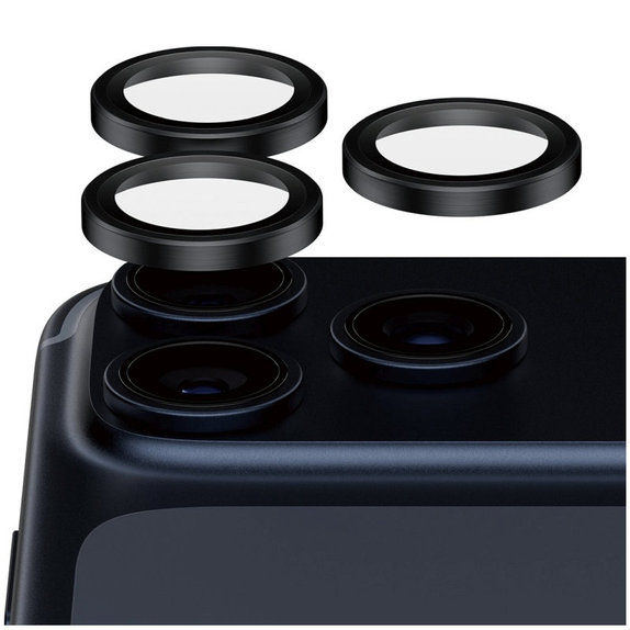 Protezione obiettivo Hoops Ceramic II per iPhone 17 Pro Max/17 Pro/16 Pro Max/16 Pro, Black, PanzerGlass