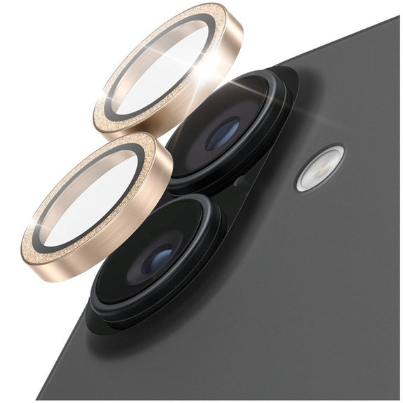 Protezione lente fotocamera Hoops per iPhone 17/16 Plus/16, Glitter Gold, PanzerGlass
