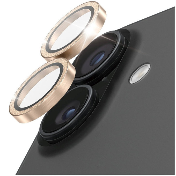 Protezione lente fotocamera Hoops per iPhone 17/16 Plus/16, Glitter Gold, PanzerGlass