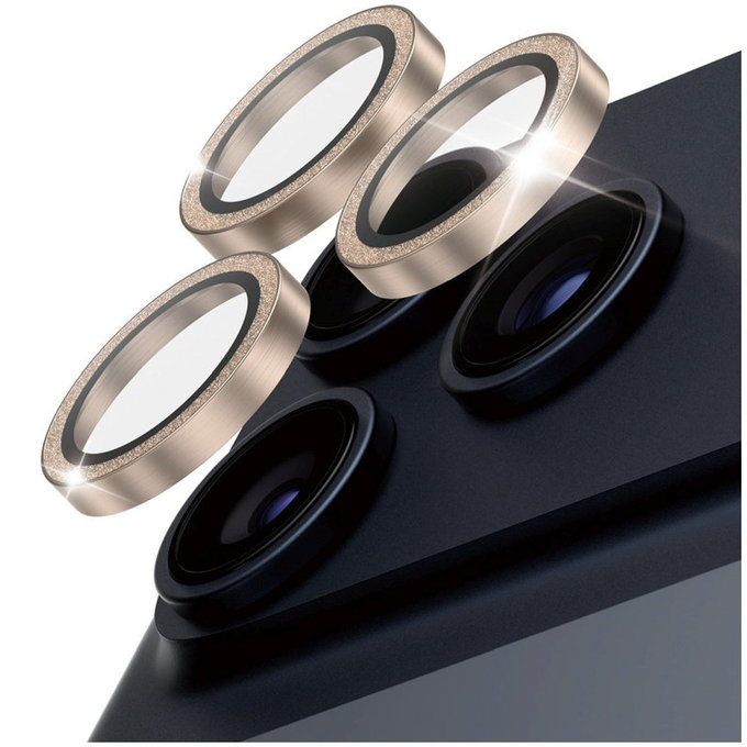 Protezione lente fotocamera Hoops per iPhone 17 Pro Max/17 Pro/16 Pro Max/16 Pro, Glitter Gold, PanzerGlass