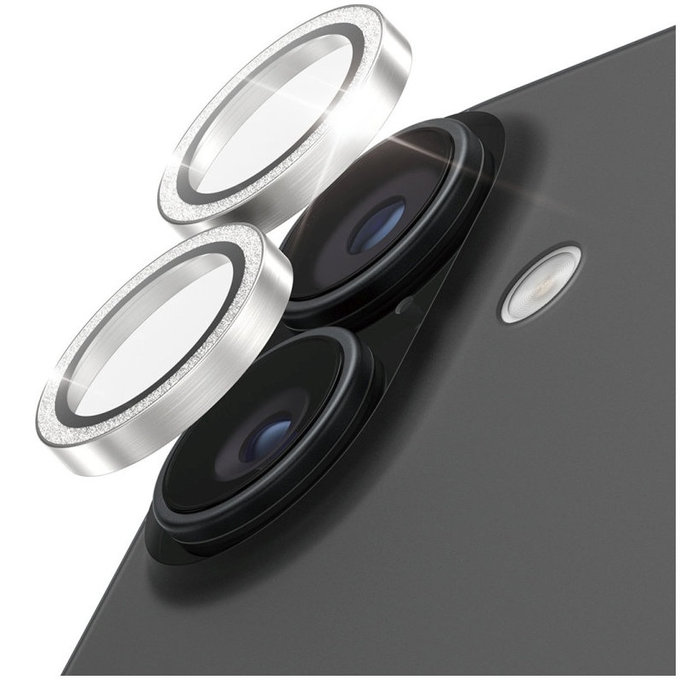Protezione lente fotocamera Hoops per iPhone 17/16 Plus/16, Glitter Silver, PanzerGlass