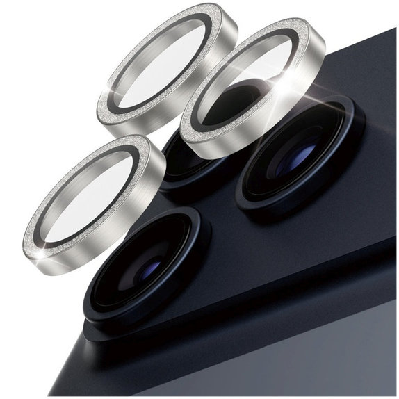 Protezione lente fotocamera Hoops per iPhone 17 Pro Max/17 Pro/16 Pro Max/16 Pro, Glitter Silver, PanzerGlass