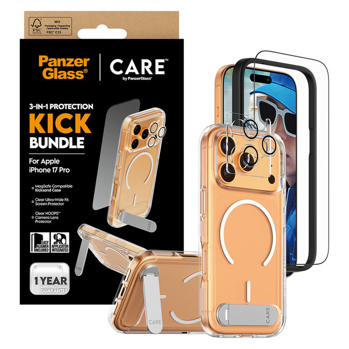 Bundle 3-in-1 Kick per iPhone 17 Pro, PanzerGlass
