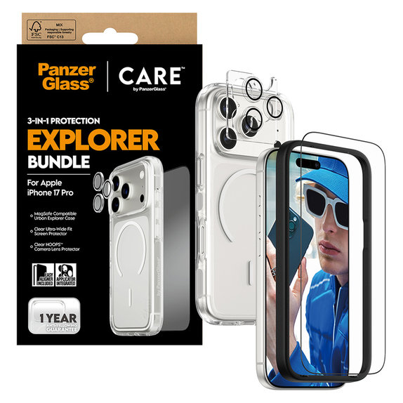 Bundle 3-in-1 Explorer per iPhone 17 Pro, PanzerGlass