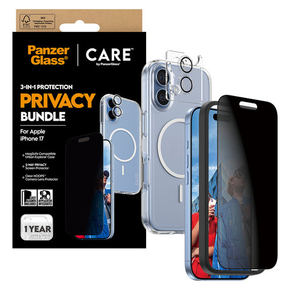 Bundle 3-in-1 Privacy per iPhone 17, PanzerGlass