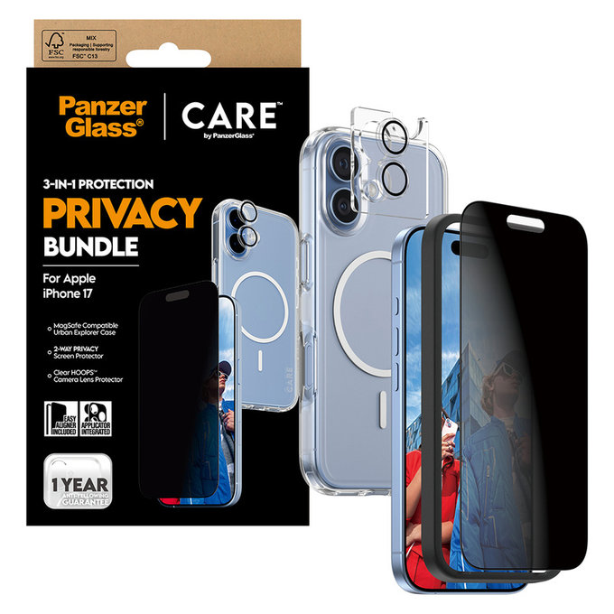 Bundle 3-in-1 Privacy per iPhone 17, PanzerGlass