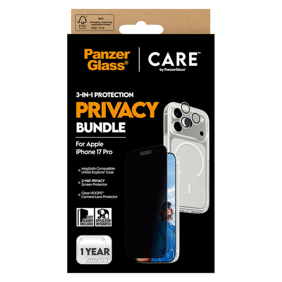 Bundle 3-in-1 Privacy per iPhone 17 Pro, PanzerGlass