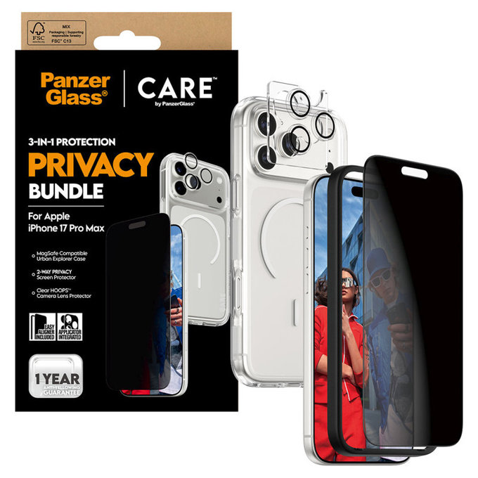 Bundle 3v1 Privacy per iPhone 17 Pro Max, PanzerGlass